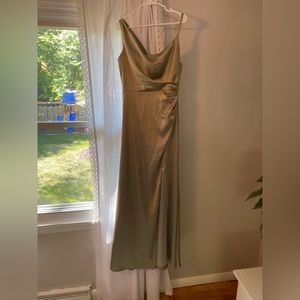 Reverly, silver sage Bridesmaid dress worn once, washed, no stains, minor damage
